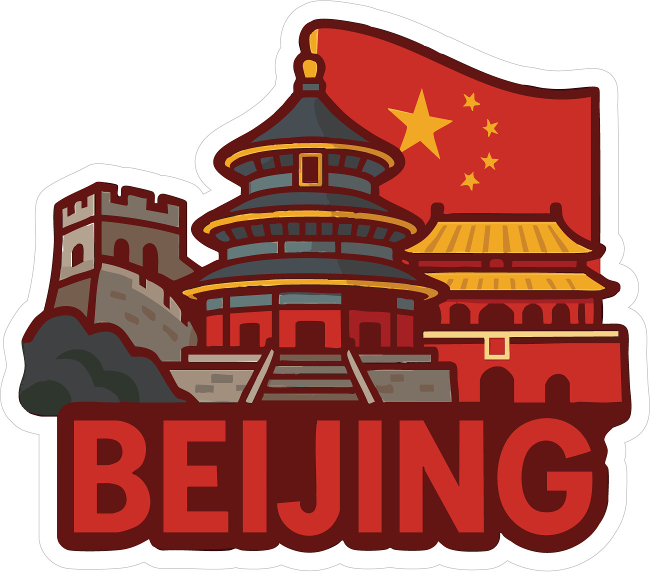 Beijing Sticker Decal Vinyl Die-Cut City Skyline Landmark Design
