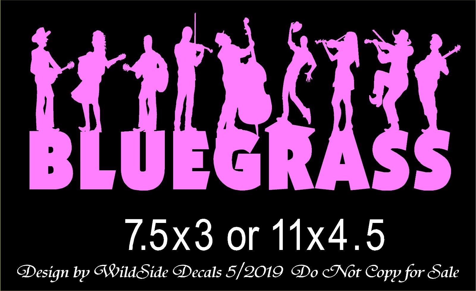Bluegrass Music Decal Musicians Vinyl Car Truck Sticker Two Sizes to Choose