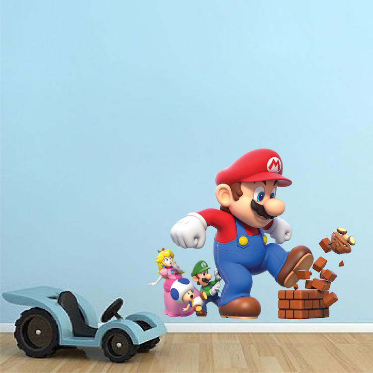Super Mario Big Wall Decals Nintendo Wallpaper Stickers Mario Game Room, e14