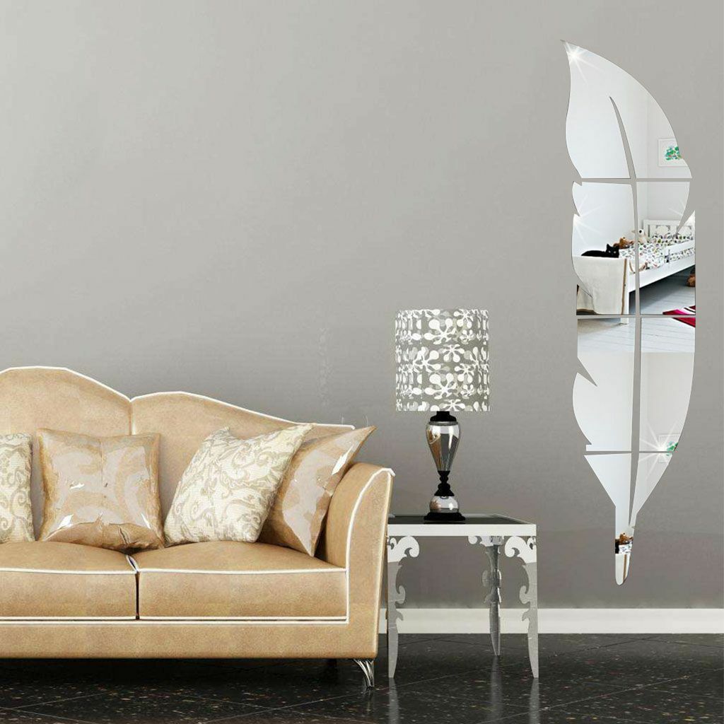 3D DIY Removable Feather Mirror Home Room Decal Vinyl Art Stickers Wall Decor US