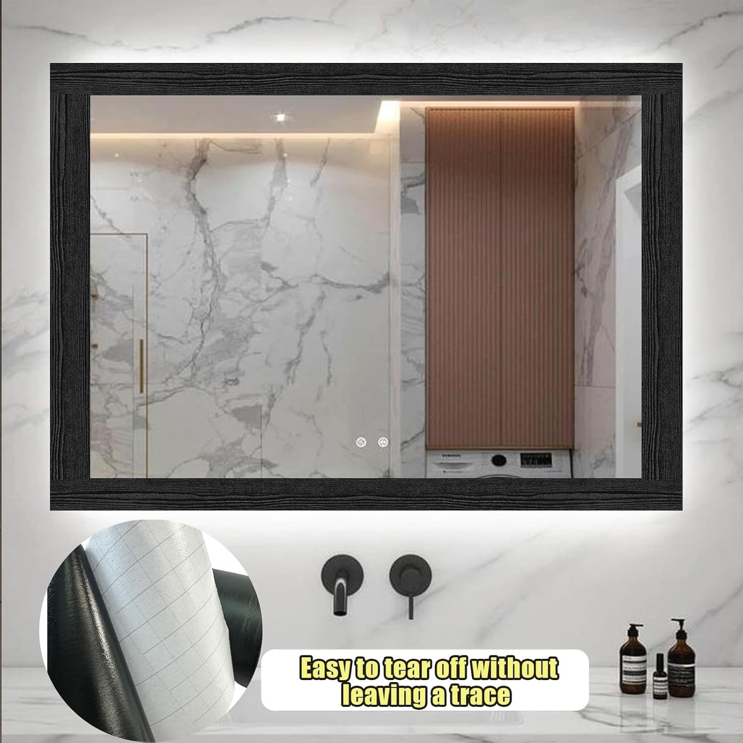 Transform Your Space – 4" x 390" Removable Waterproof Black Wood Grain Wallpaper