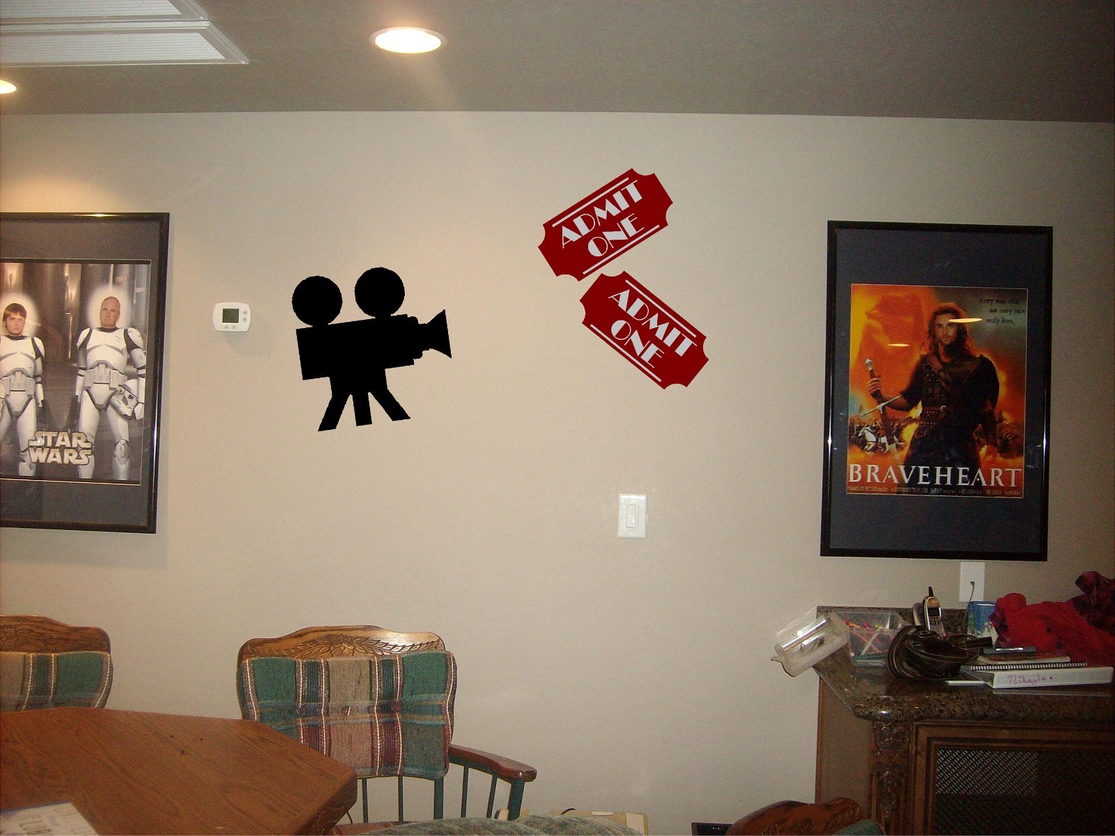 movie tickets and camera wall art mural theater room projector cinema decals