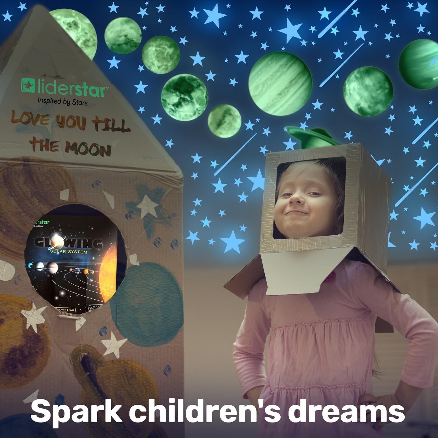 Glow in The Dark Stars and Planets, Bright Solar S