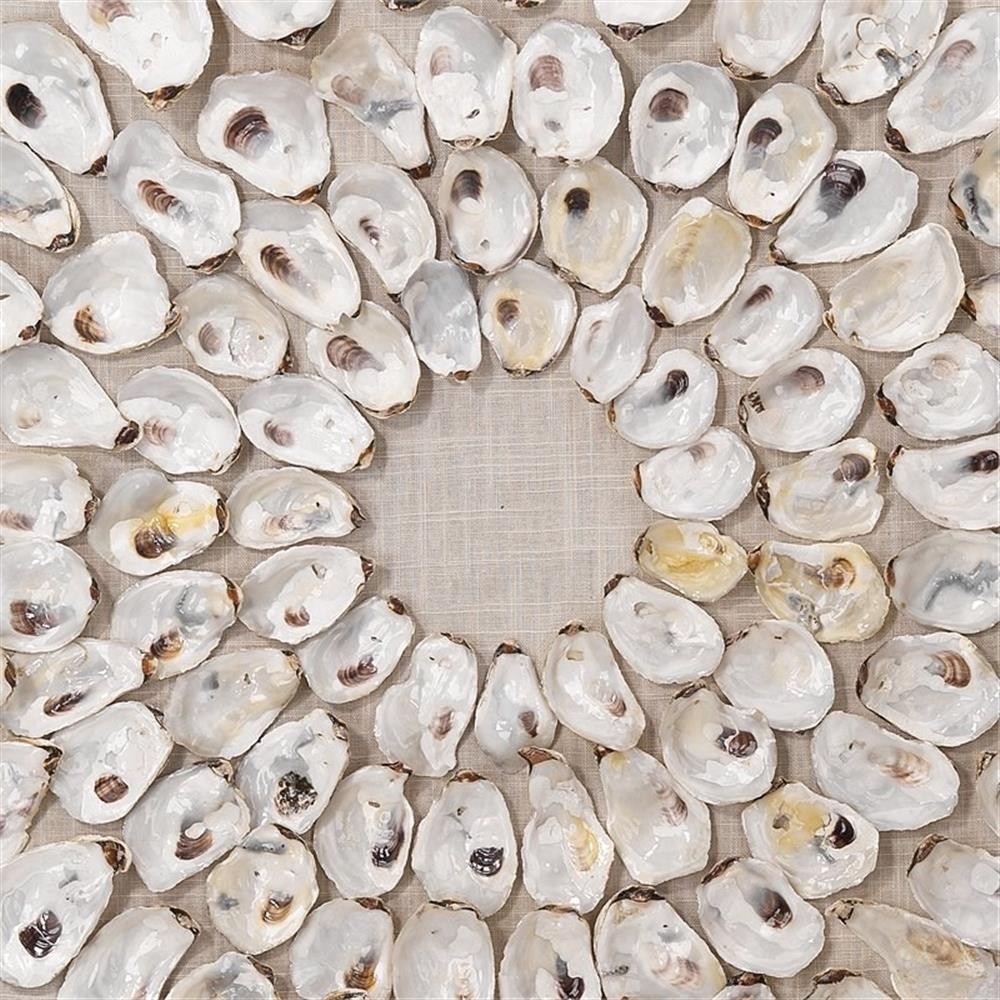 Maklaine Contemporary Shell-Patterned Framed Coastal Wall Art in White