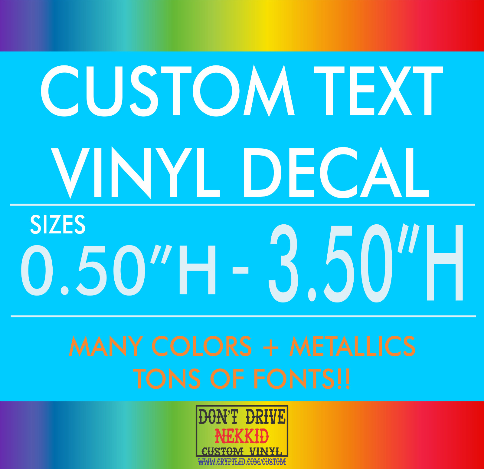 Custom Text Vinyl Lettering Decal Multiple Colors And Sizes Available Free ship