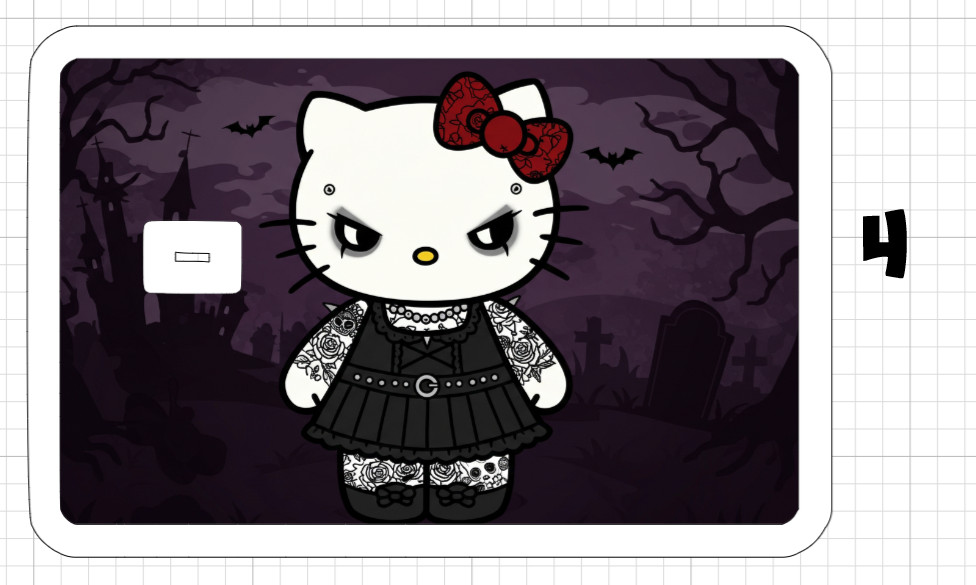 Gothic Hello Kitty ATM DEBIT CREDIT CARD Skin Sticker Emo Tattoo Black Halloween