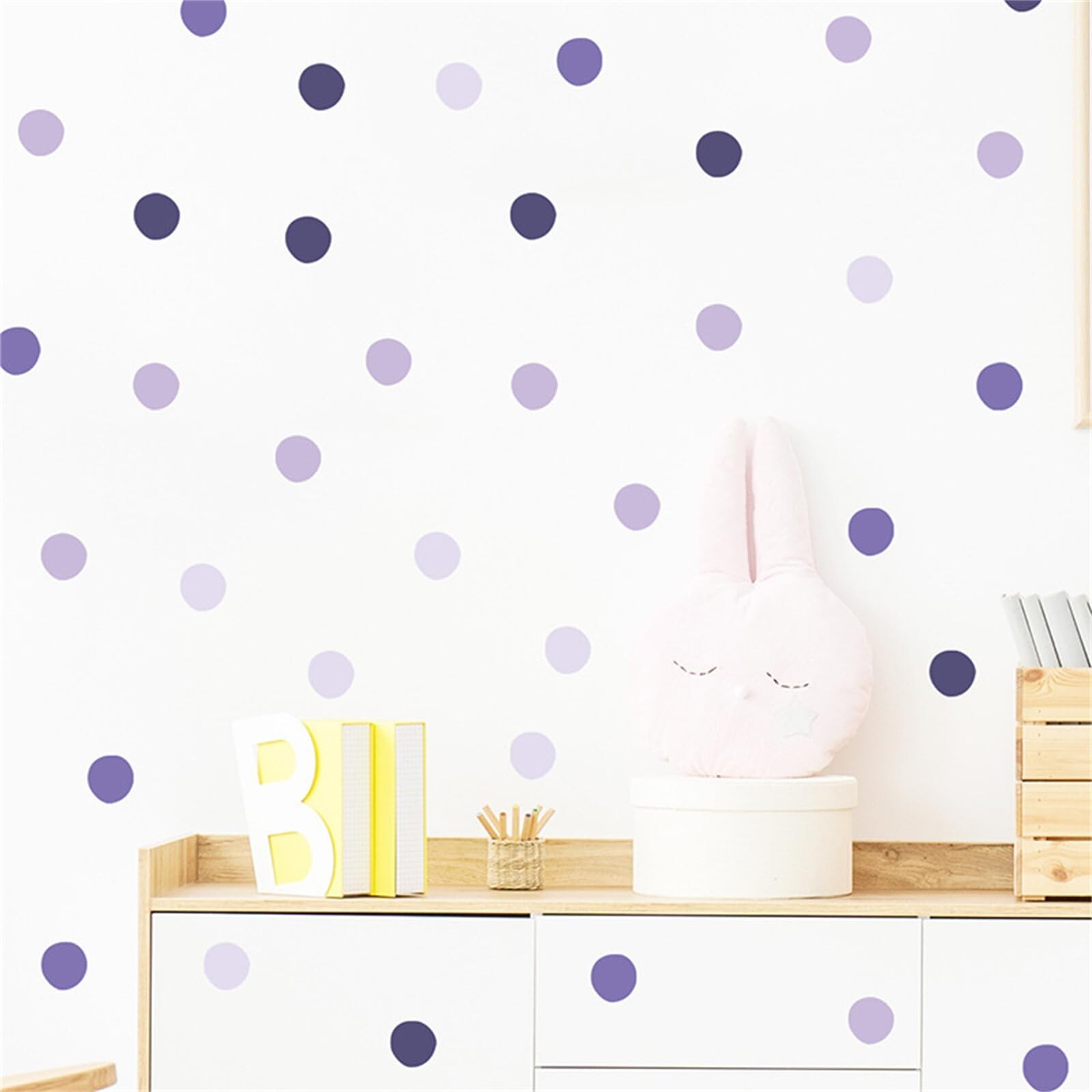 Purple Dark Purple Mauve Polka Dot Wall Stickers, sacinora DIY Circle Art Wal…