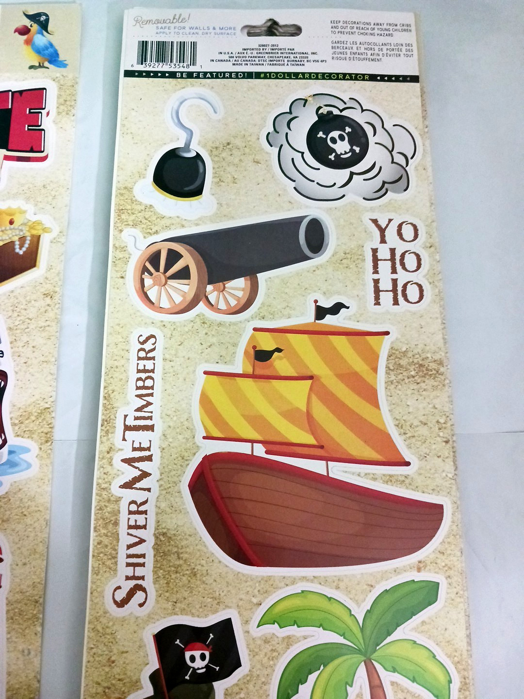 Large Sticker Wall Decals Pirate Island. Treasure chest, lighthouse boat. 5 sets