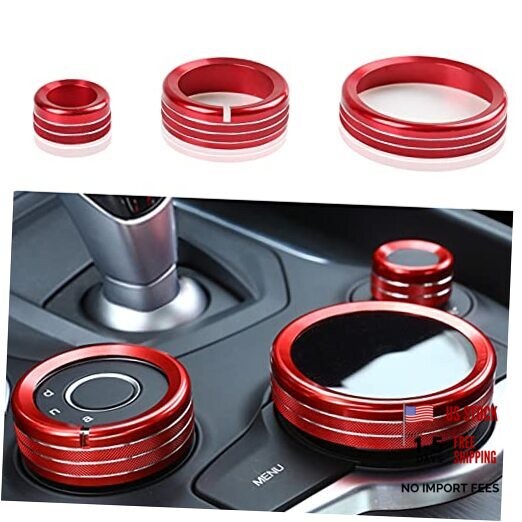 3PCS Car Multimedia Knob Cover Sticker Decal Interior Trim fit Multimedia Ring