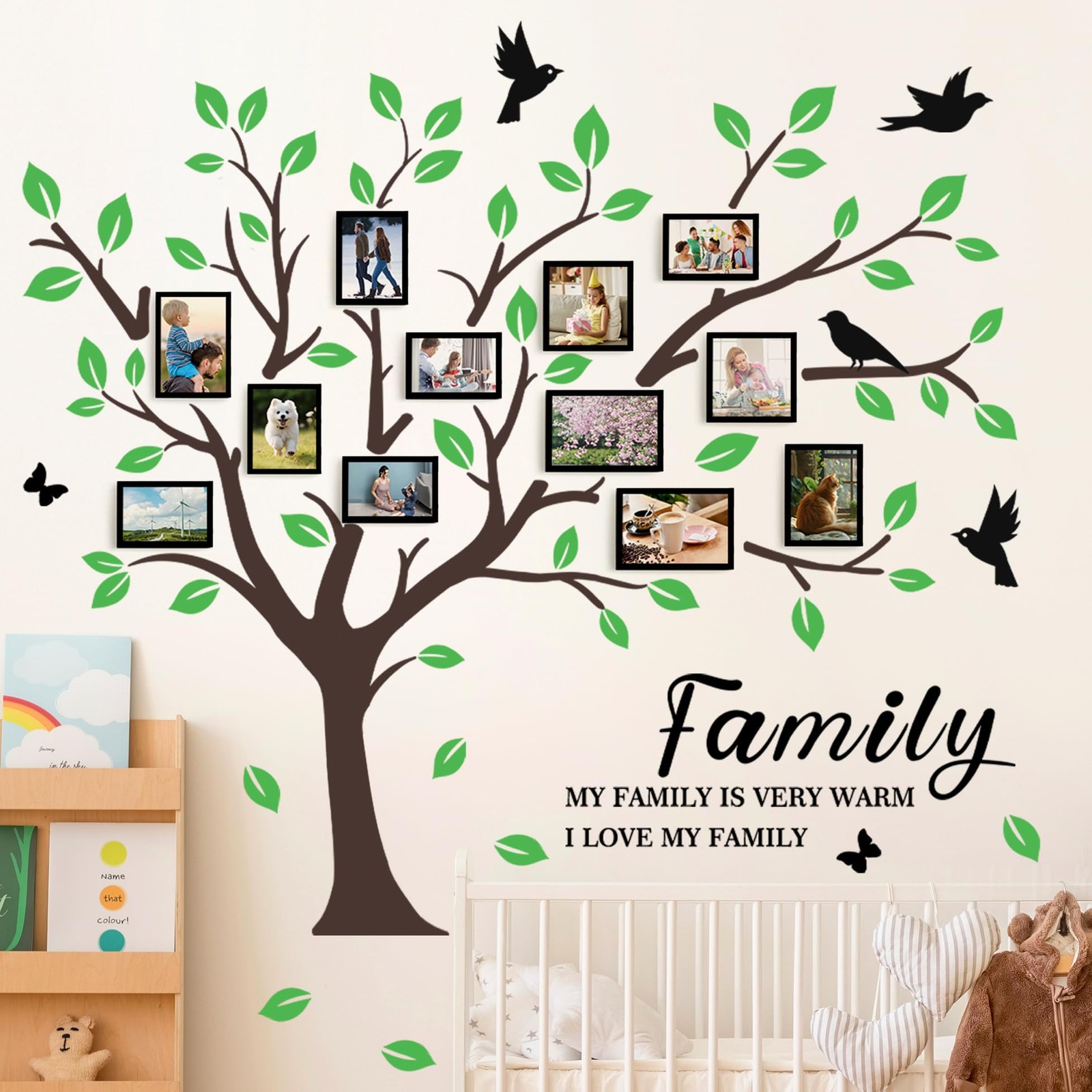 Family Tree Wall Decal Large Vinyl Peel Stick with Birds