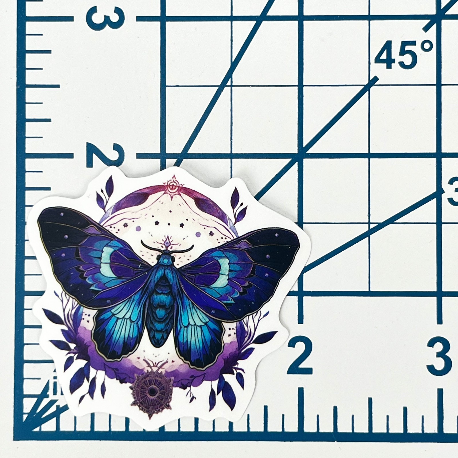 Celestial Gothic Blue Moth Vinyl Sticker Mystic Witchy Insect Journal Laptop