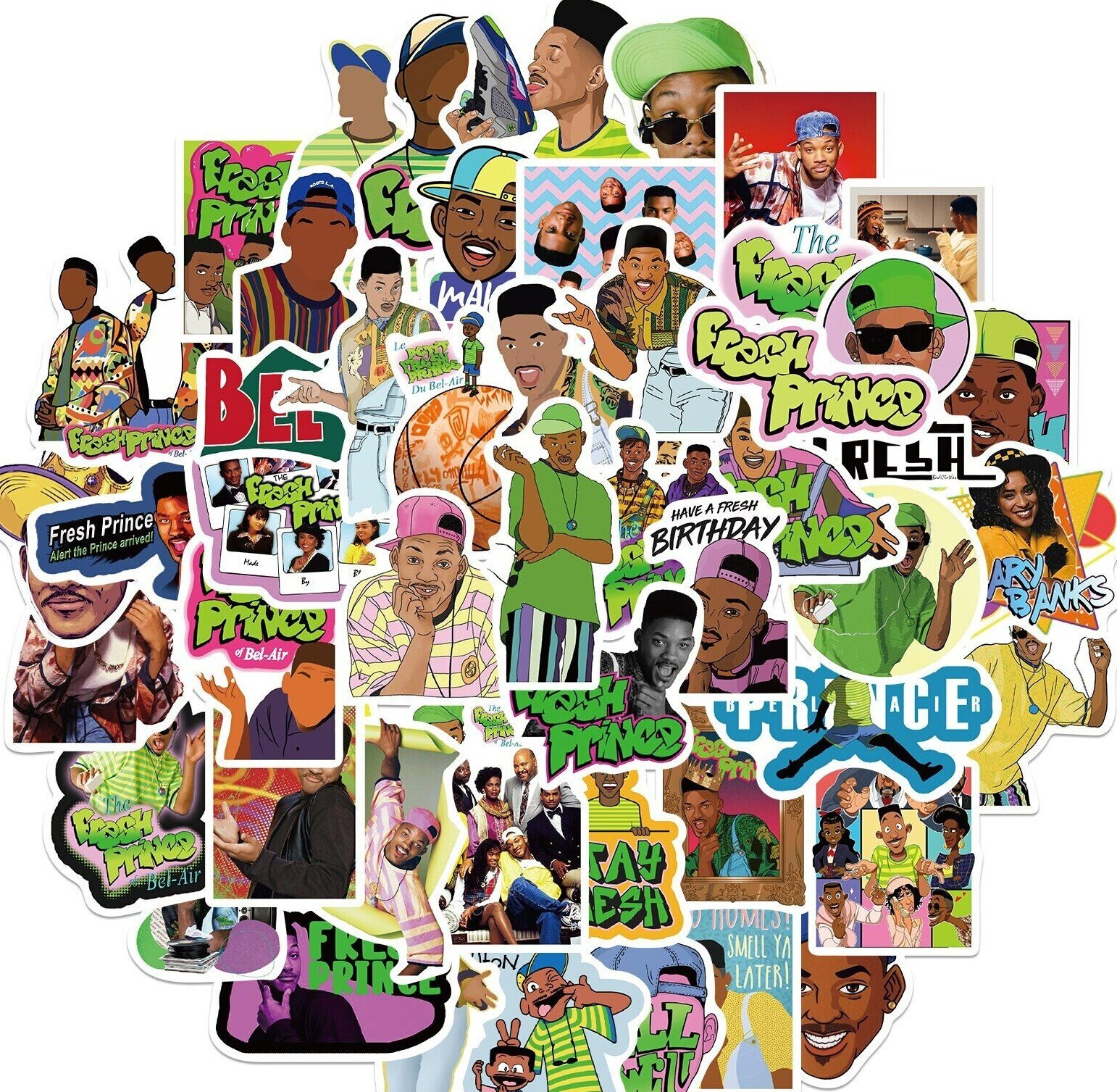 FRESH PRINCE of BEL-AIR Vinyl Sticker~Will Smith~90's TV Show~Water Bottle Decal