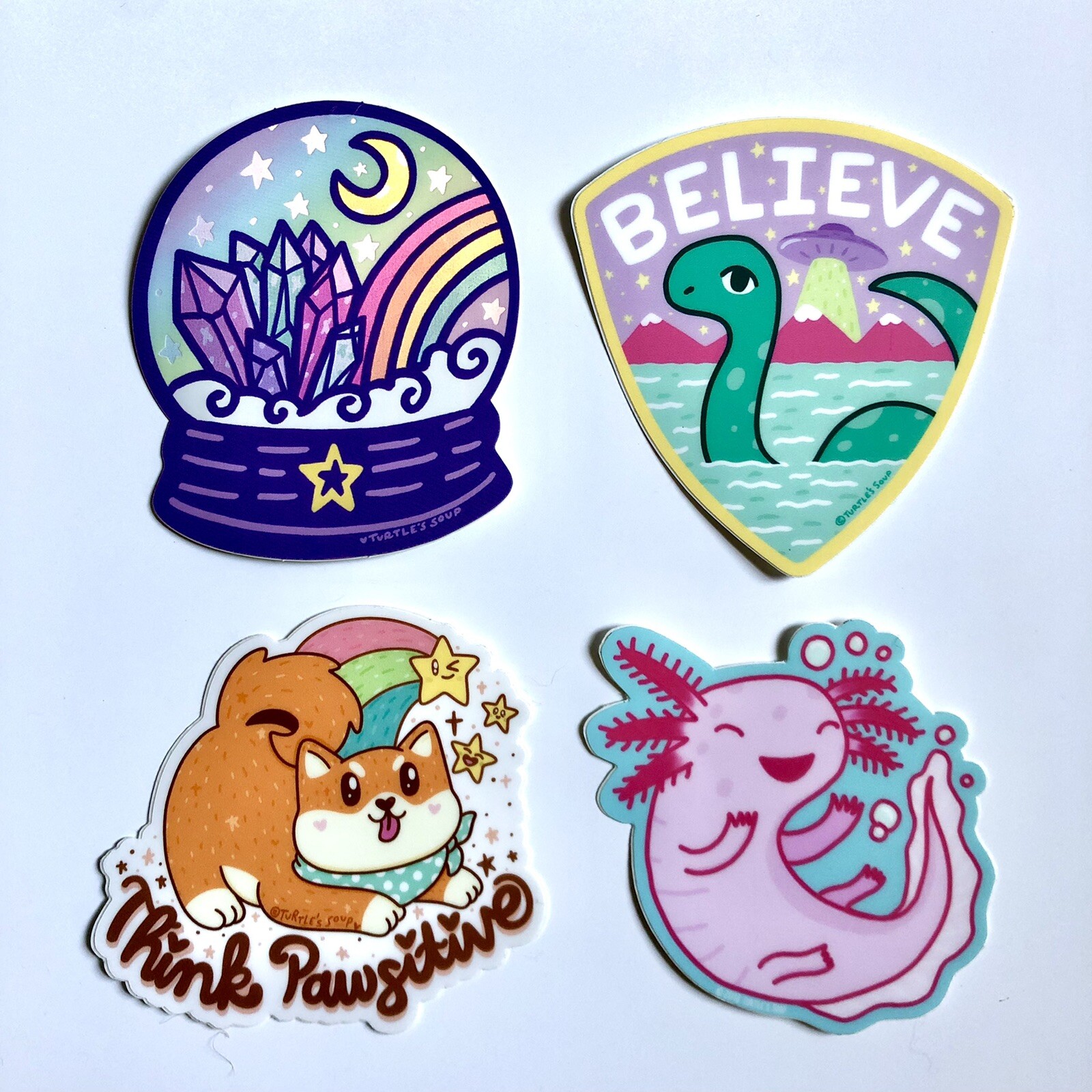 NEW! Turtle’s Soup SET OF 4 VINYL STICKERS / DECALS — 3×3” Magical Nature Theme