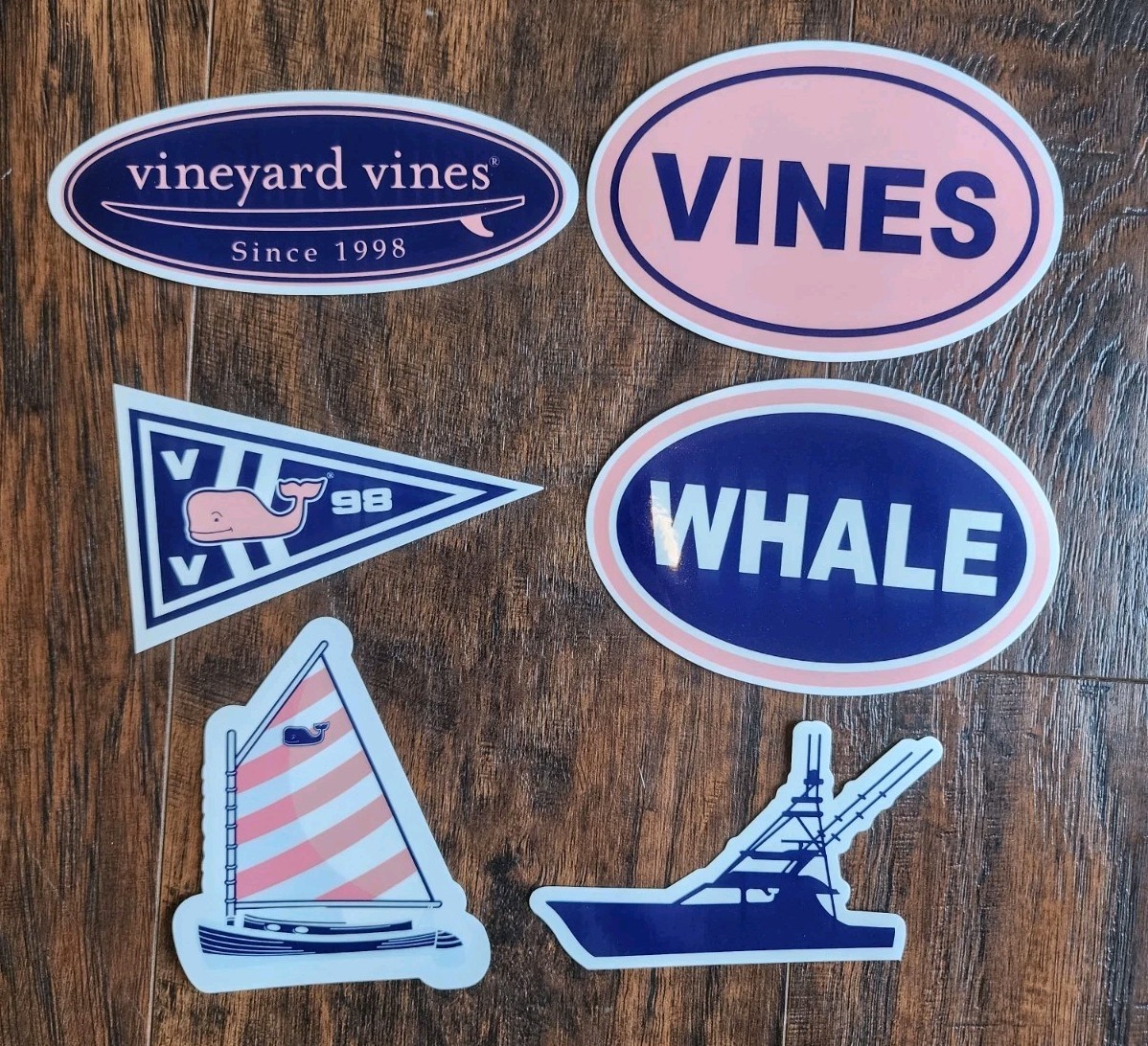 Authentic Vineyard Vines Classics Stickers Pack Pink Whale Decals, 12 Pieces NEW