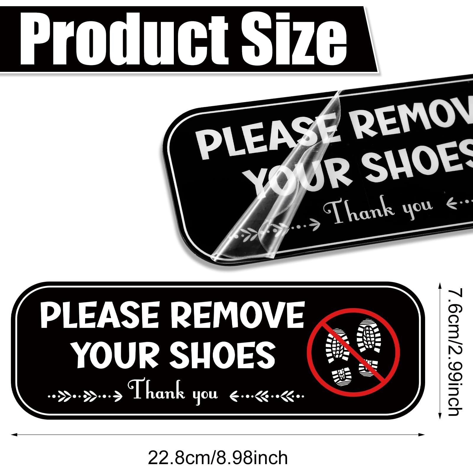 2pcs Acrylic No Shoes Sign – Take Your Shoes Off Sign for Front Door, Offices…