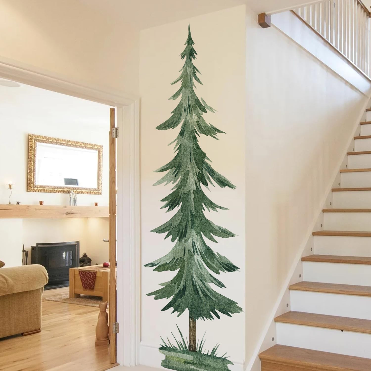 24×70.9 inch Large Pine Tree Wall Decals Removable Peel & Stick Forest Tree W…