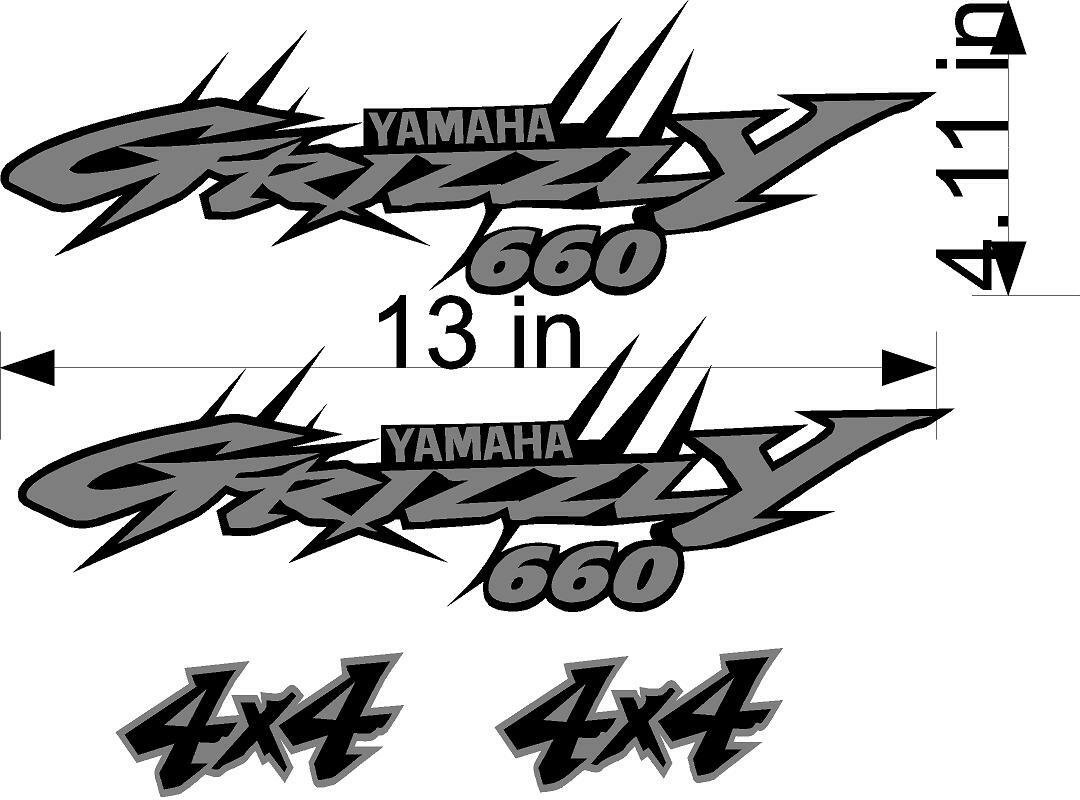 Yamaha Grizzly 4×4 660 Edition ATV Tank Decal Sticker kit Custom Silver