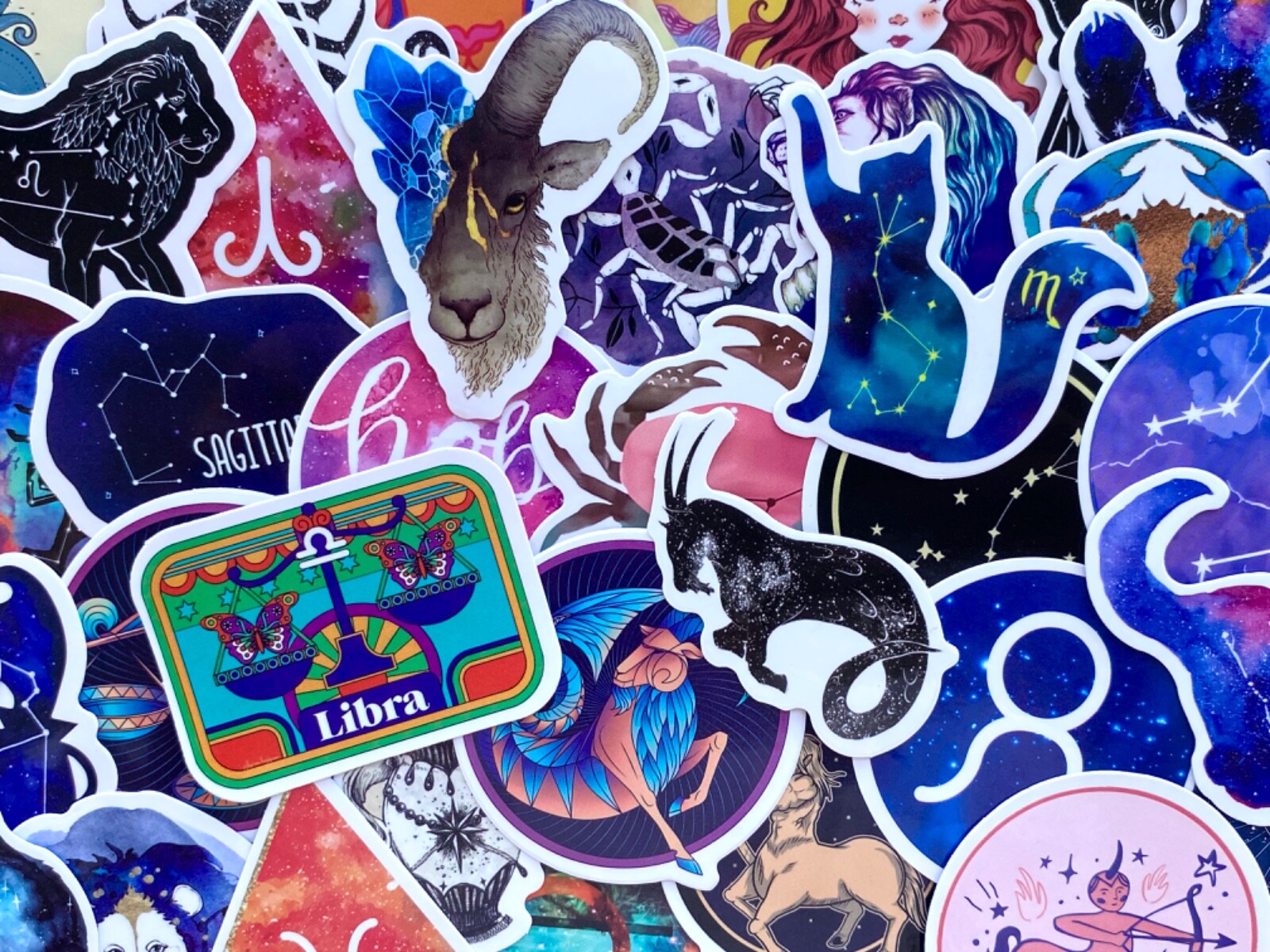5-50 pcs Zodiac Sign Stickers, Retro Star Astrology Tarot Horoscope Laptop Decal