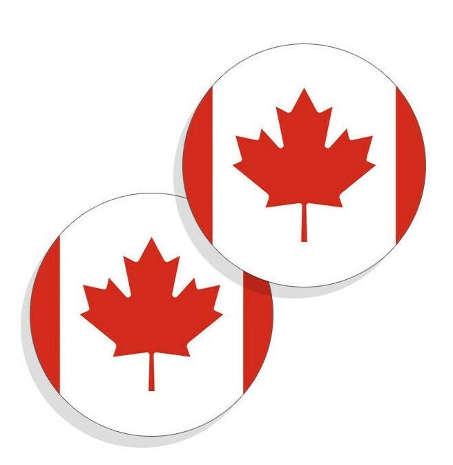 Canada Flag Stickers Flag Decals Vinyl Stickers Indoor Outdoor Round 4 pack