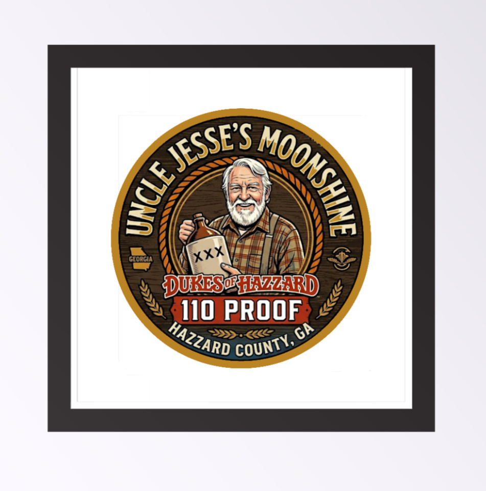 Dukes of Hazzard's (Uncle Jesse's Moonshine) 4" Handmade Vinyl Decal Vehicle 262