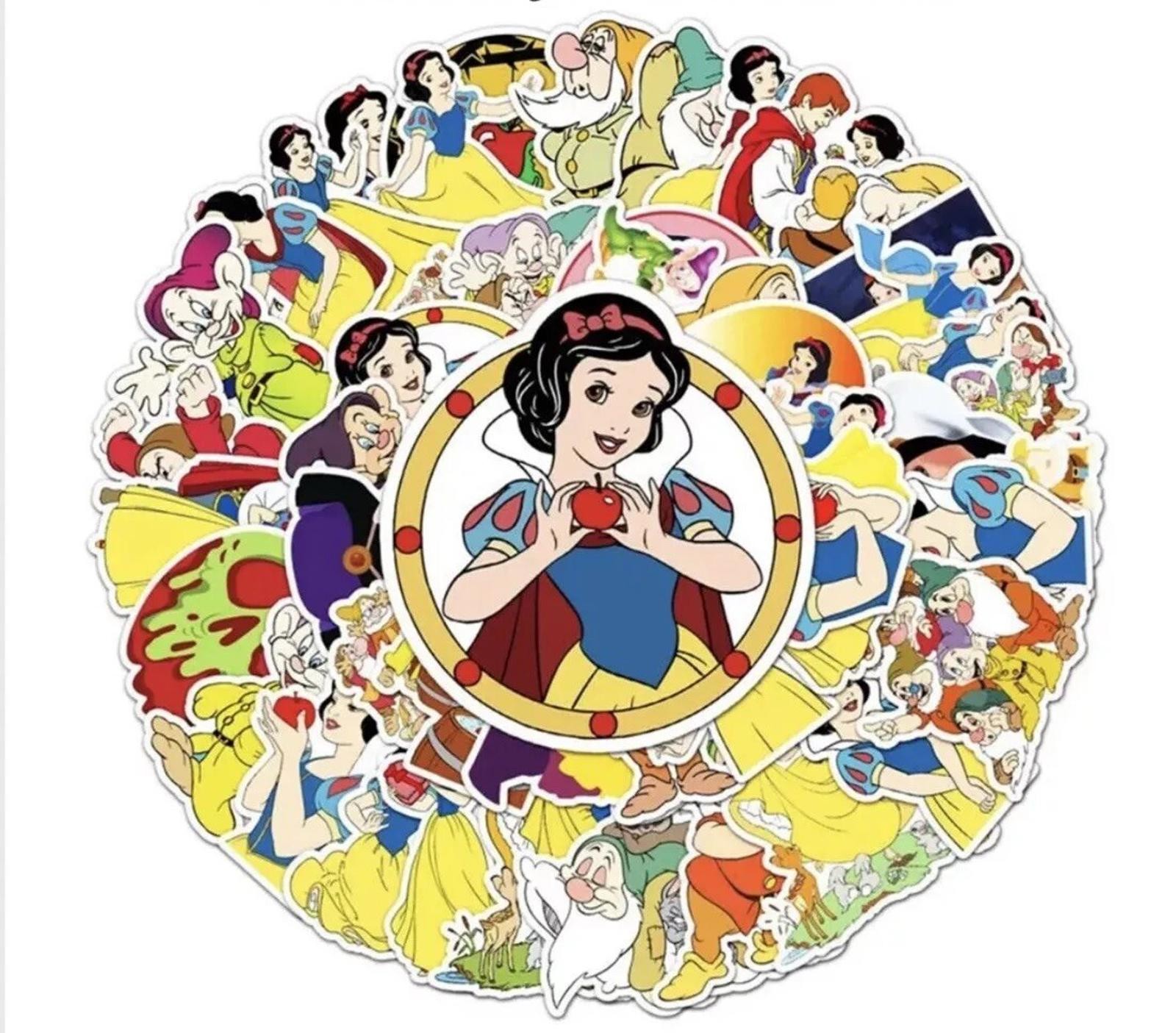 Stickers Snow White Princess 50 Pcs Dwarfs Dopey Grumpy Happy US SELLER