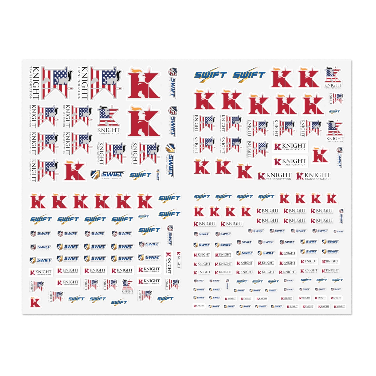 Knight-Swift Transportation Decal Sticker Sheet – Small sizes 1-3 CM