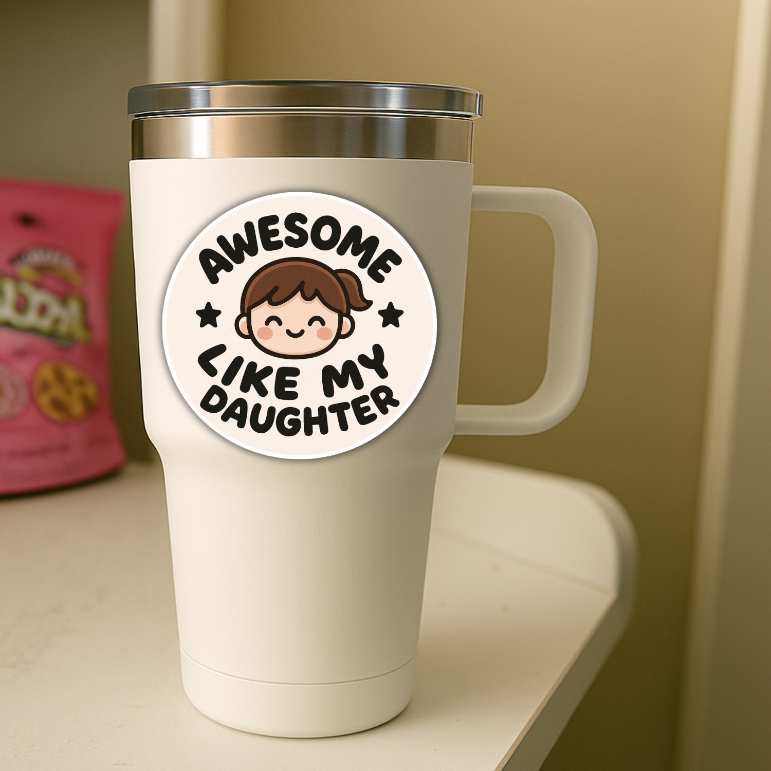 4pcs Awesome Like My Daughter Dad Stickers – Funny Father’s Day Gift