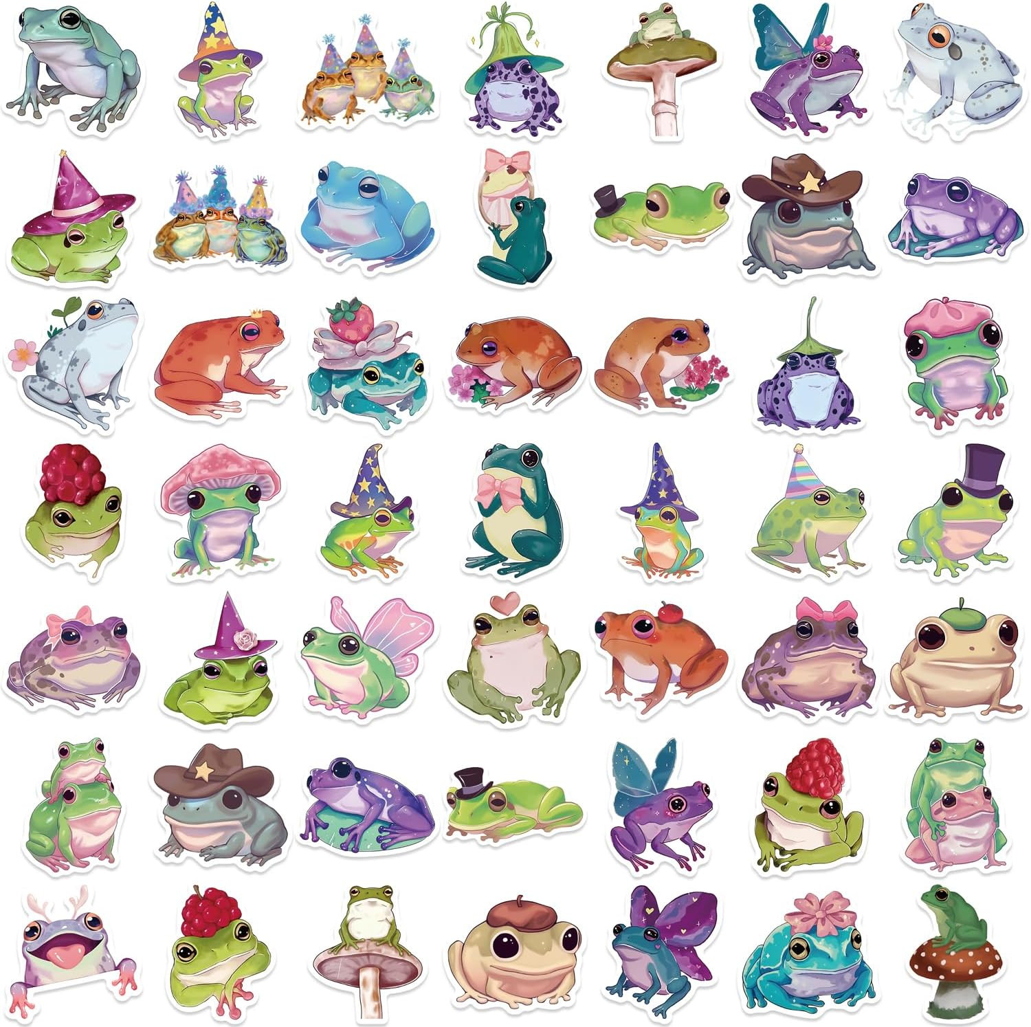 Cute Frog Stickers Decal, Waterproof Vinyl Stickers Pack for Water Bottle, Journ