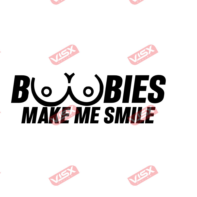 Boobies make me smile sticker decal vinyl funny adult humor car laptop