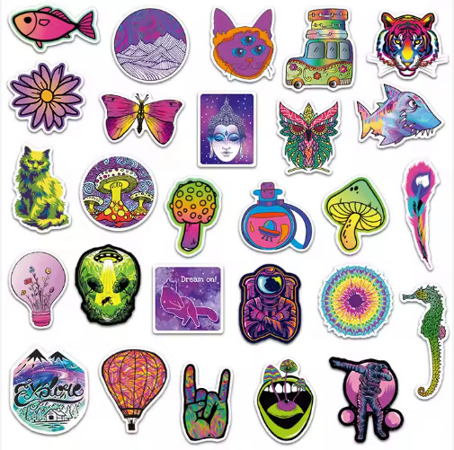 60 PCS Psychedelic Stickers Trippy Decals – Festival Theme – Free Shipping! SET1