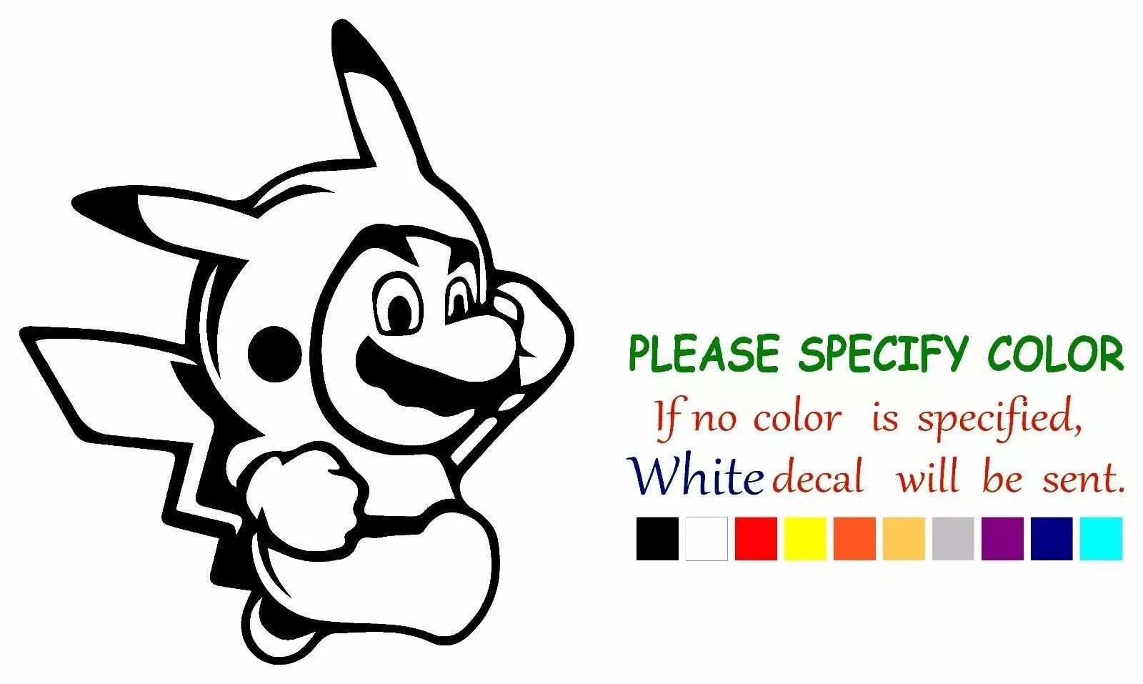 Mario Pikachu crossover Vinyl Decal Sticker Car Truck Window Various sizes