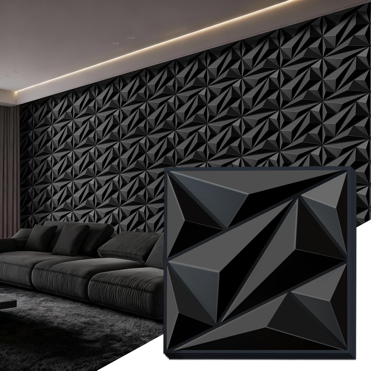 3D Wall Panel for Interior Wall Decor, PVC Wall Panels for Living Room Bedroo…