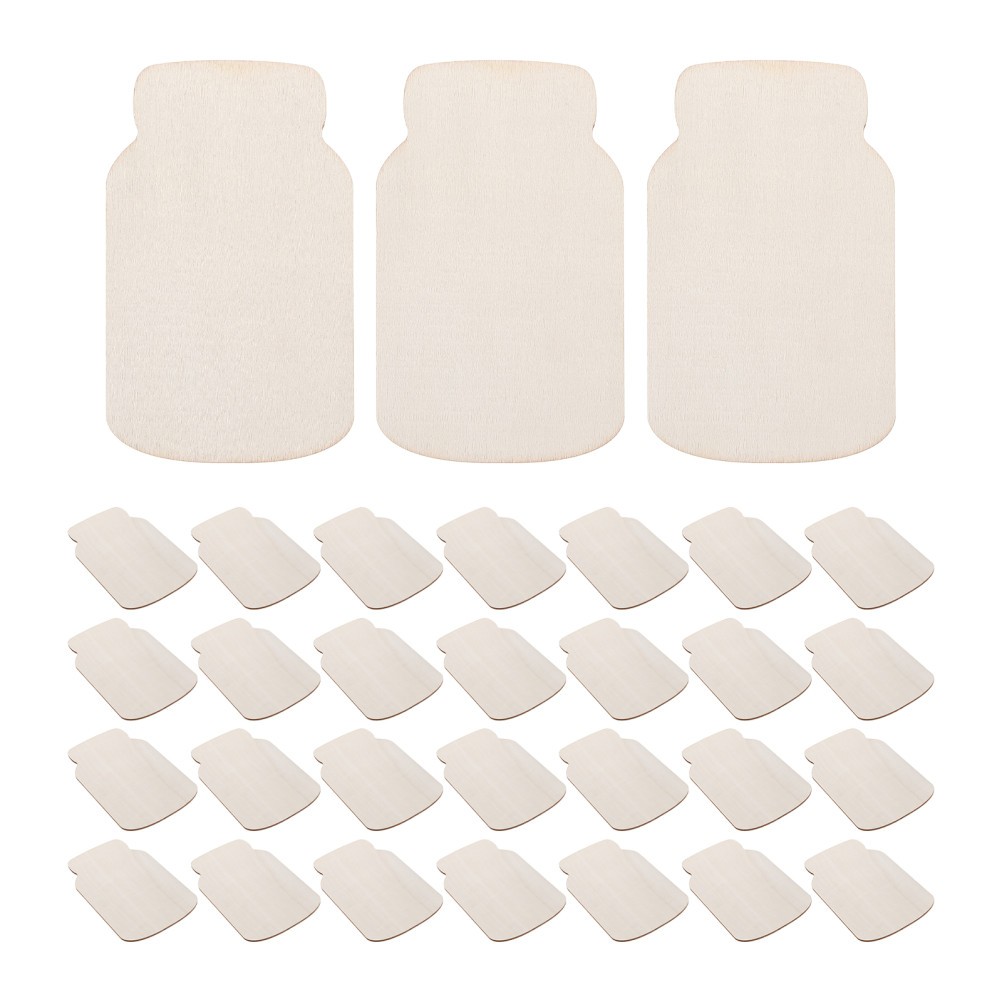 50 Pcs Wood Jar Slice to Paint Blank Farmhouse Signs Wooden Cutout