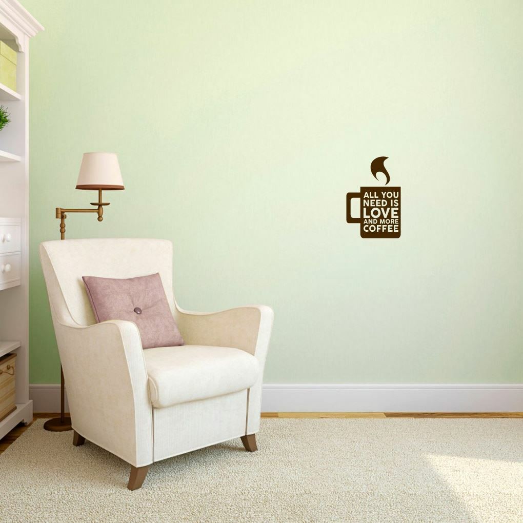 Love And More Coffee Wall Decal – Kitchen, Dining, Office, Cafe, Wall Sticker