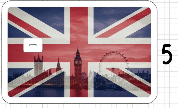 Union Jack Flag Credit Debit ATM Card Skin Sticker Art England Europe Lion Neon