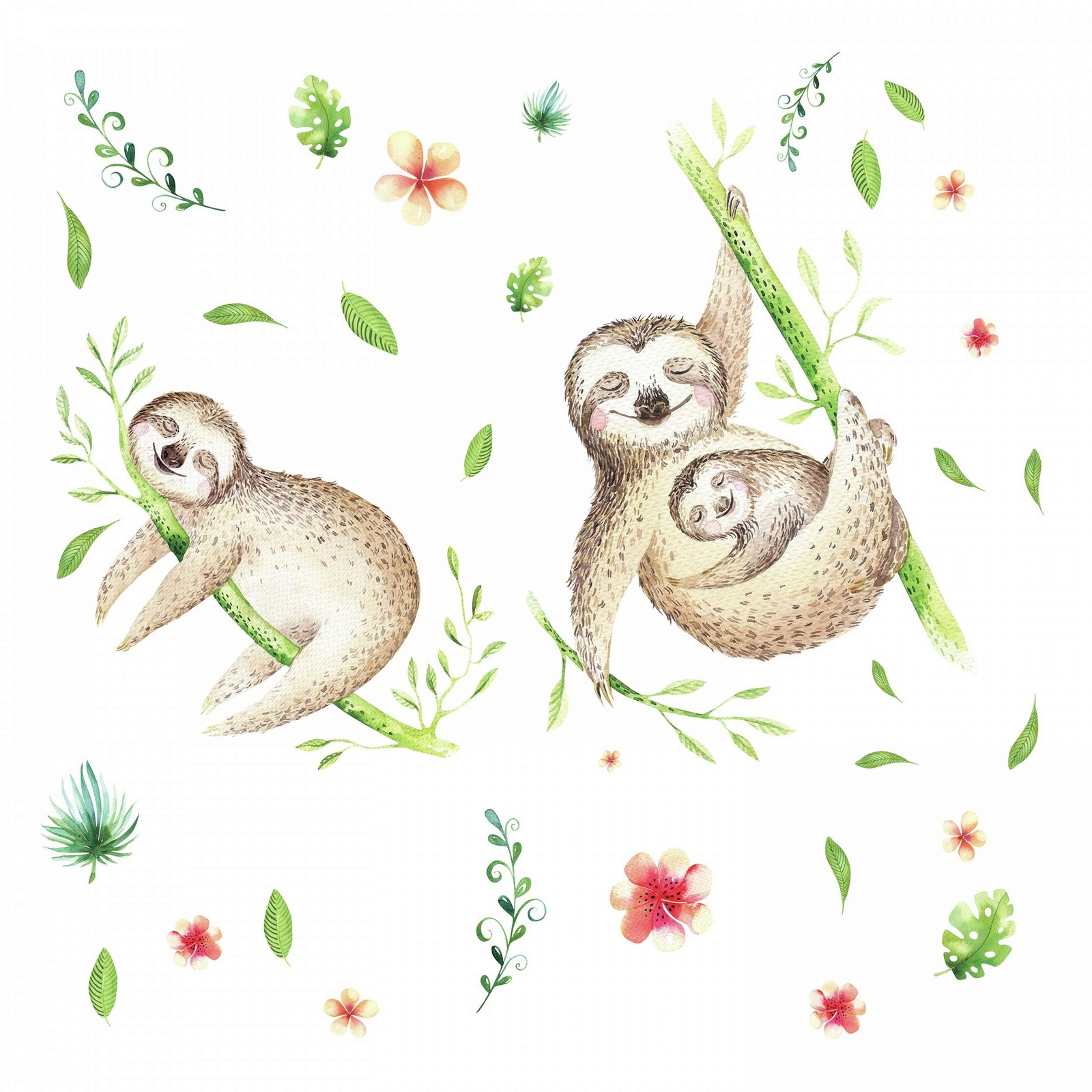 RMK3841GM Lazy Sloth Giant Peel and Stick Wall Decals