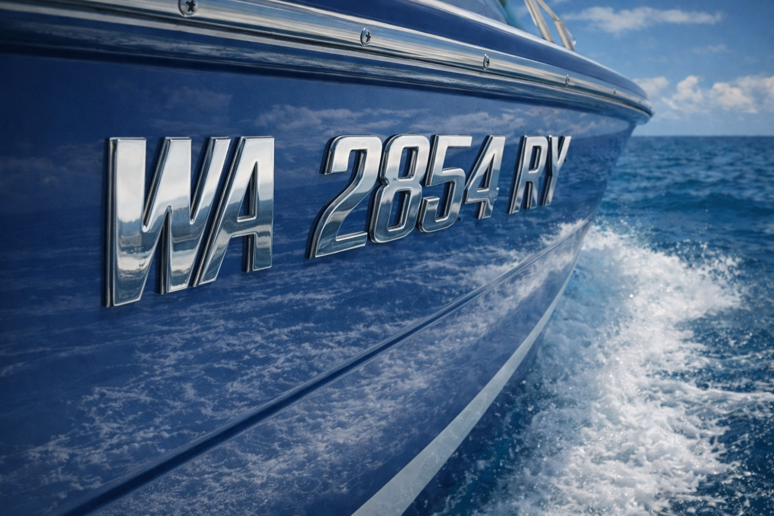 Boat & Jet Ski Registration Numbers Raised 3D Chrome Marine Waterproof Emblem