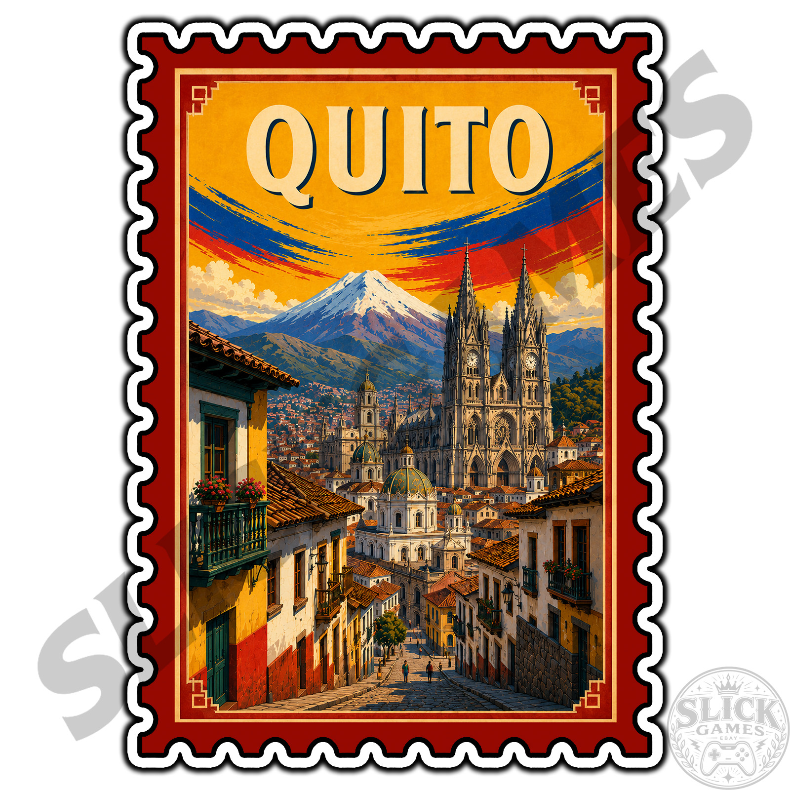 Quito Ecuador Travel Postage Stamp Sticker #1 Waterproof Vinyl Decal Die-Cut