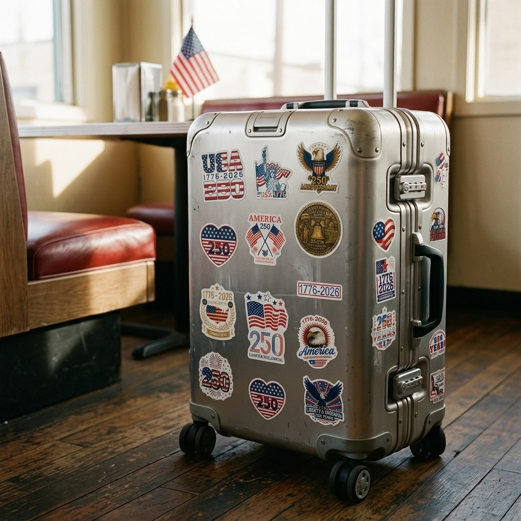 56Pcs USA 250th Anniversary Stickers Patriotic Decals for Luggage Water Bottles