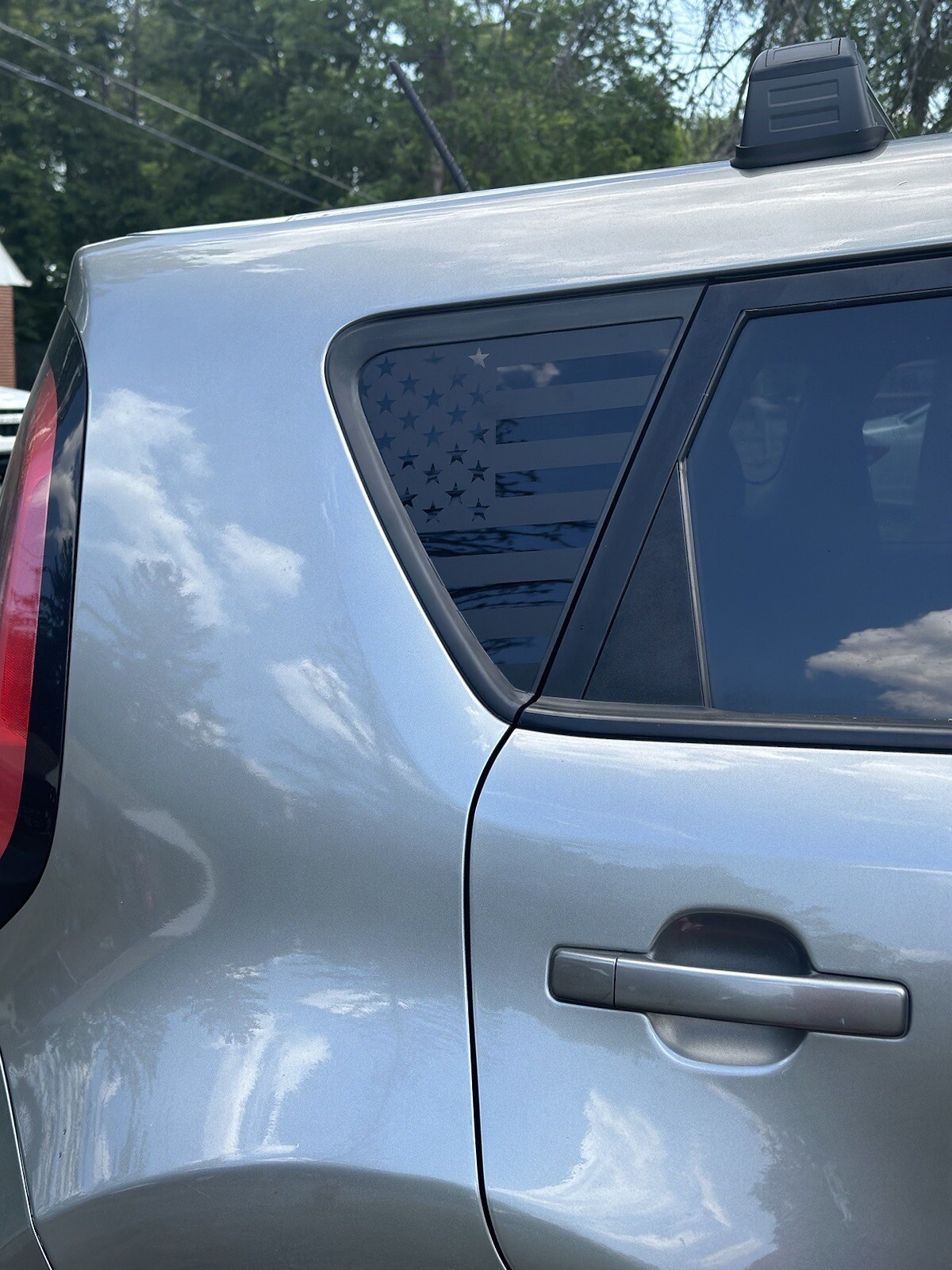 Pair of American flag quarter panel window decals Fit any 2014-2019 Kia Soul