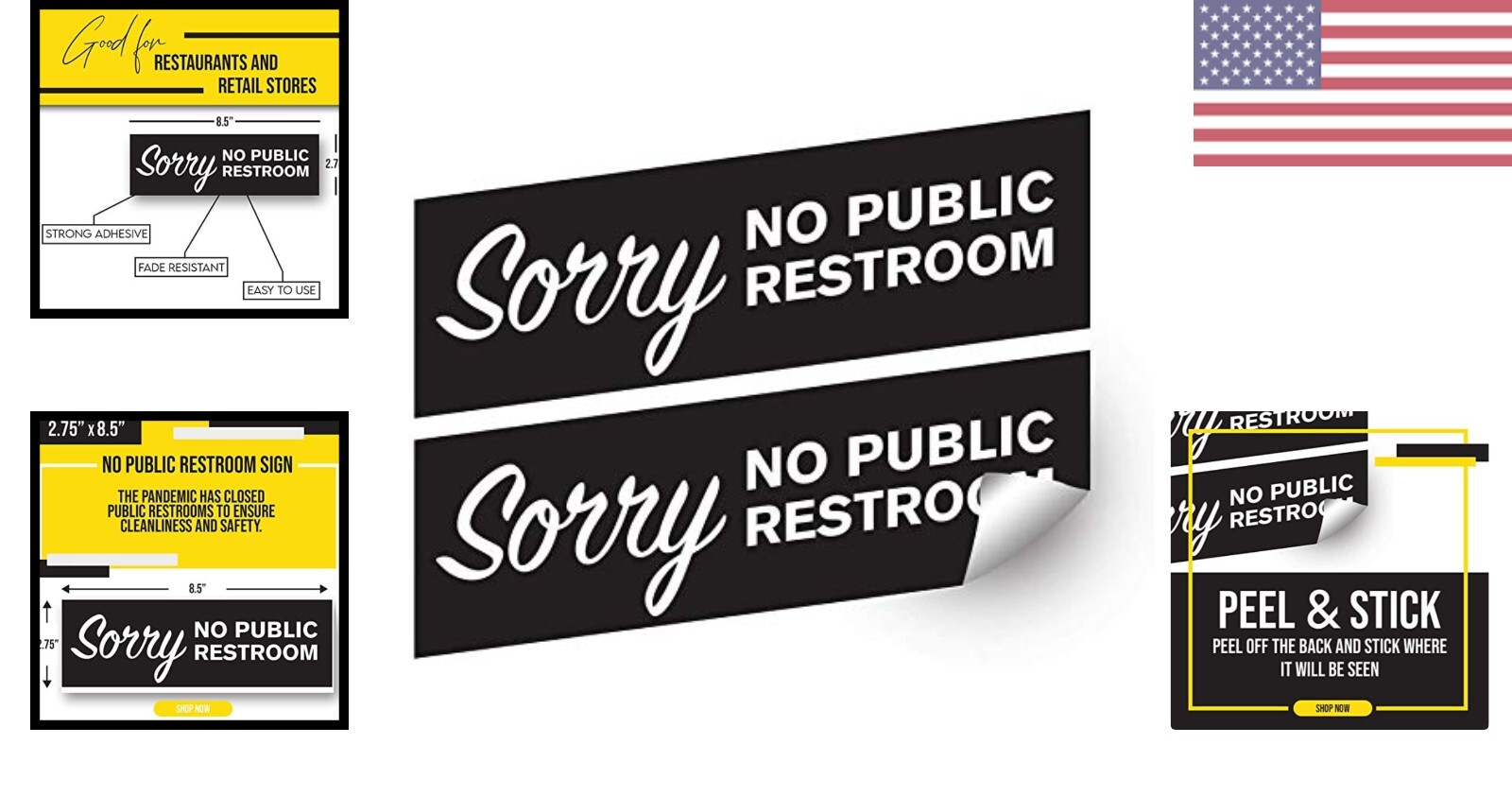 Efficient Workplace Communication Signs – Easy Install No Public Restroom Decals