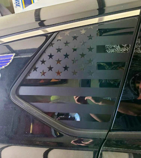 Pair of American flag quarter panel window decals 2021 or 2022 Nissan Rogue