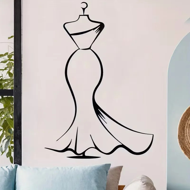 Elegant Black Silhouette Wall Decal Modern Minimalist Female Figure Line Art