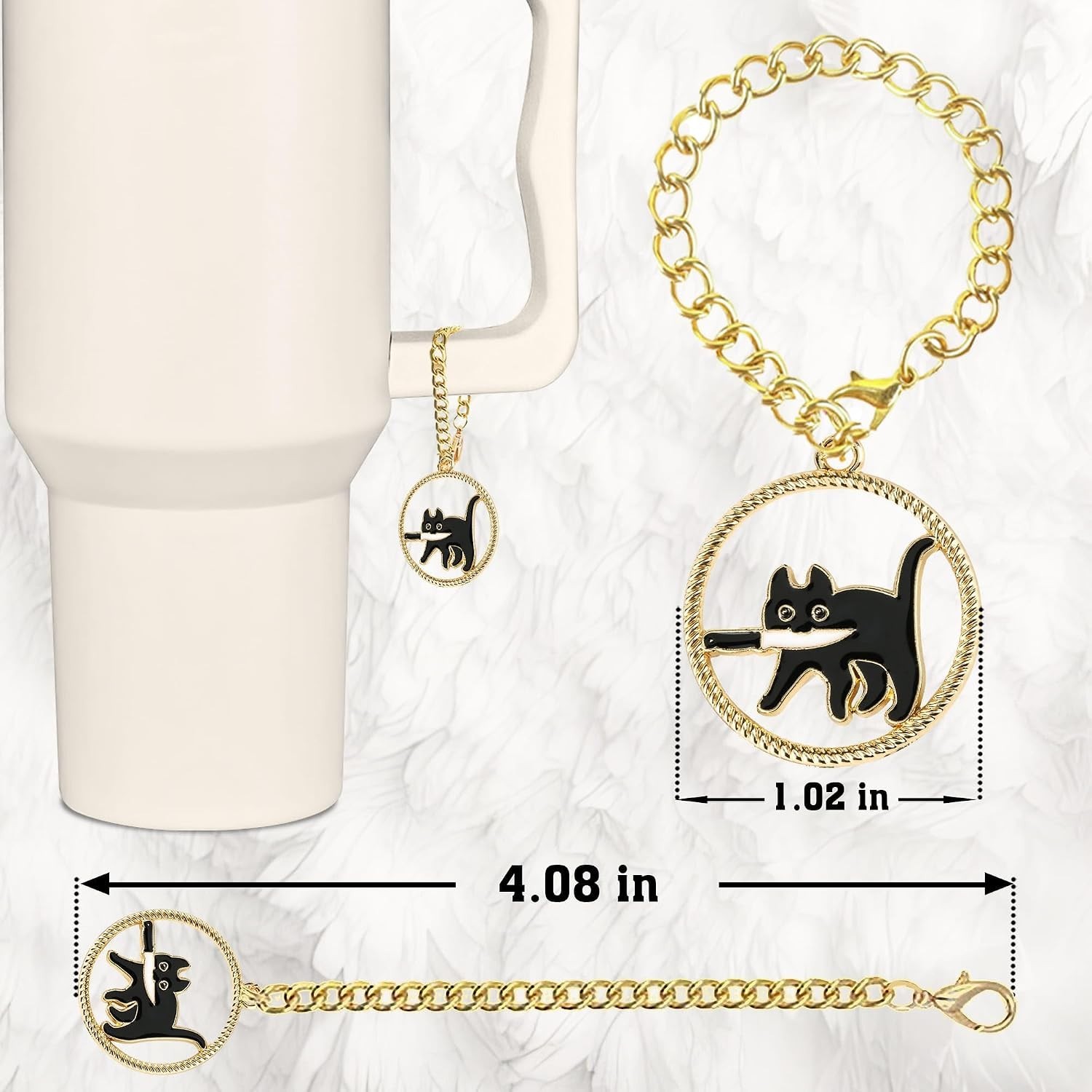 Black Cat Straw Topper, 10mm (0.4in) Cute Cat Straw Covers for Stanley Cup Ac…