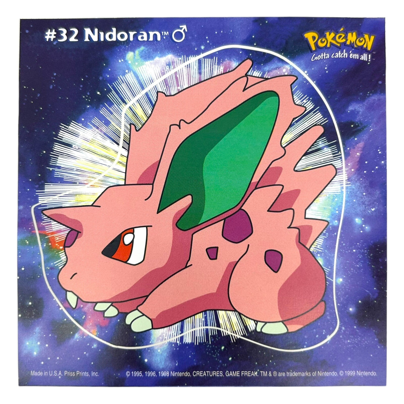 Pokemon Collect ’em Stick-Ups Nidoran #32 Large 4” Sticker Priss Prints