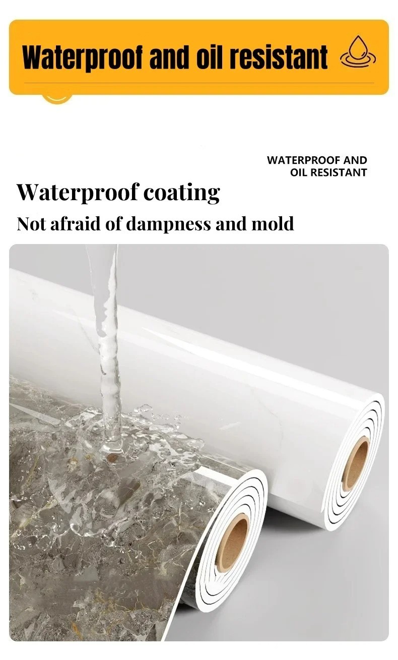 Thick Foam Marble Peel and Stick Wallpapers Waterproof White Gray Contact Paper