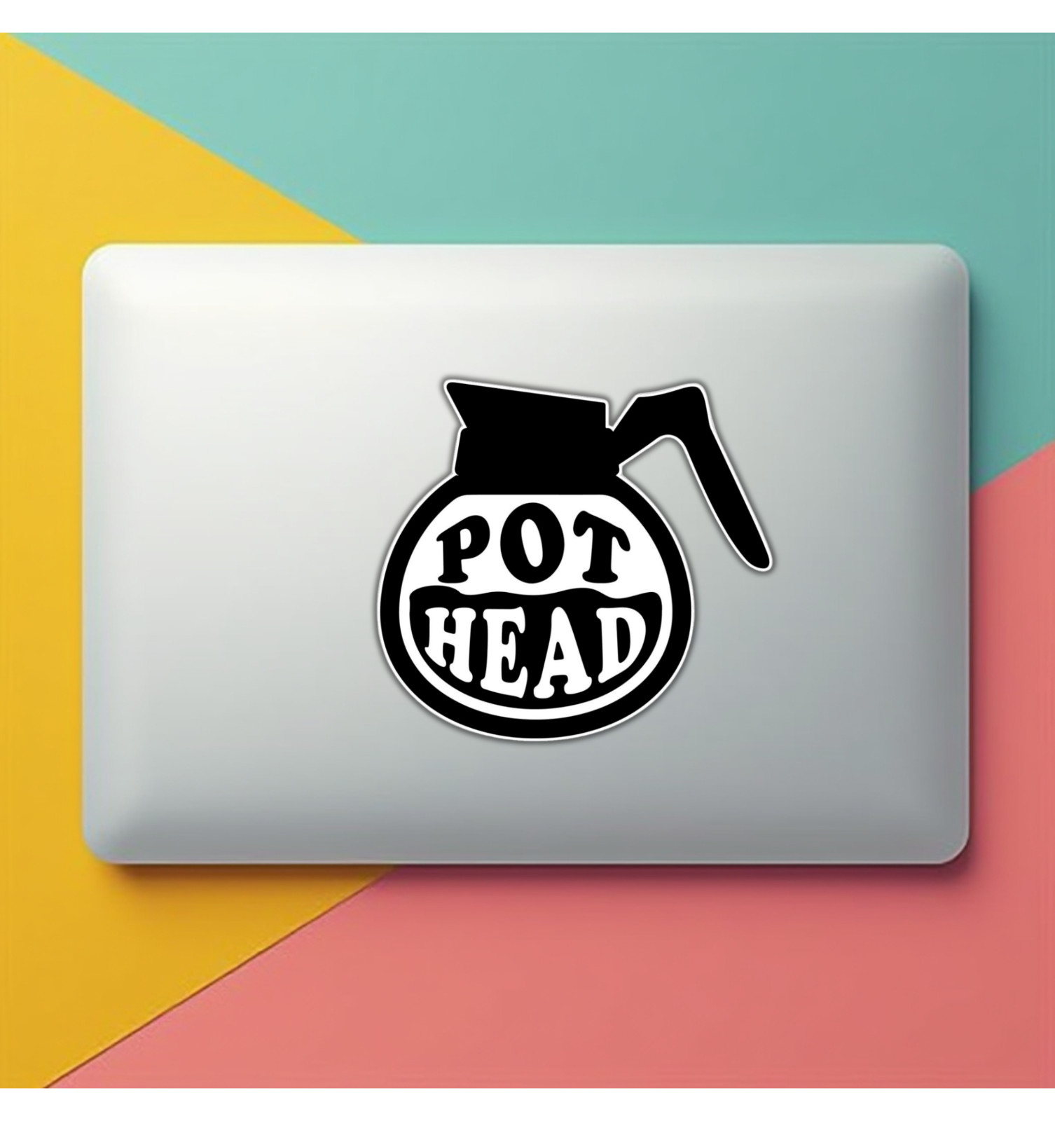 Coffee Pot Head Fridge Magnet or Laptop Sticker