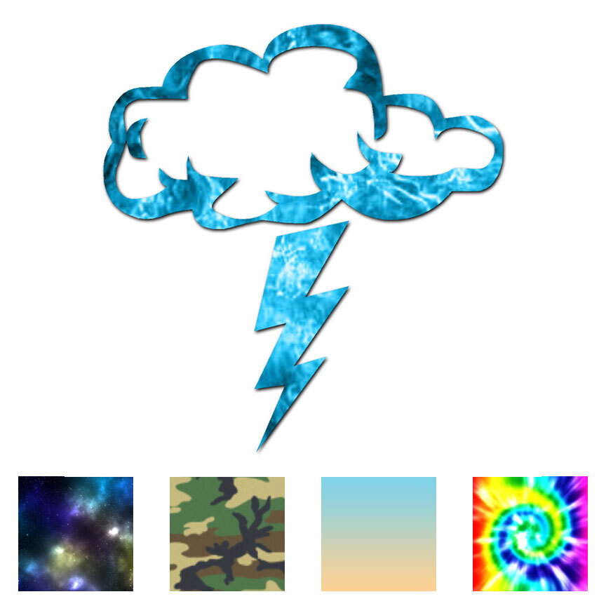 Storm Cloud Lightning Bolt – Vinyl Decal – Multiple Patterns & Sizes – ebn1399