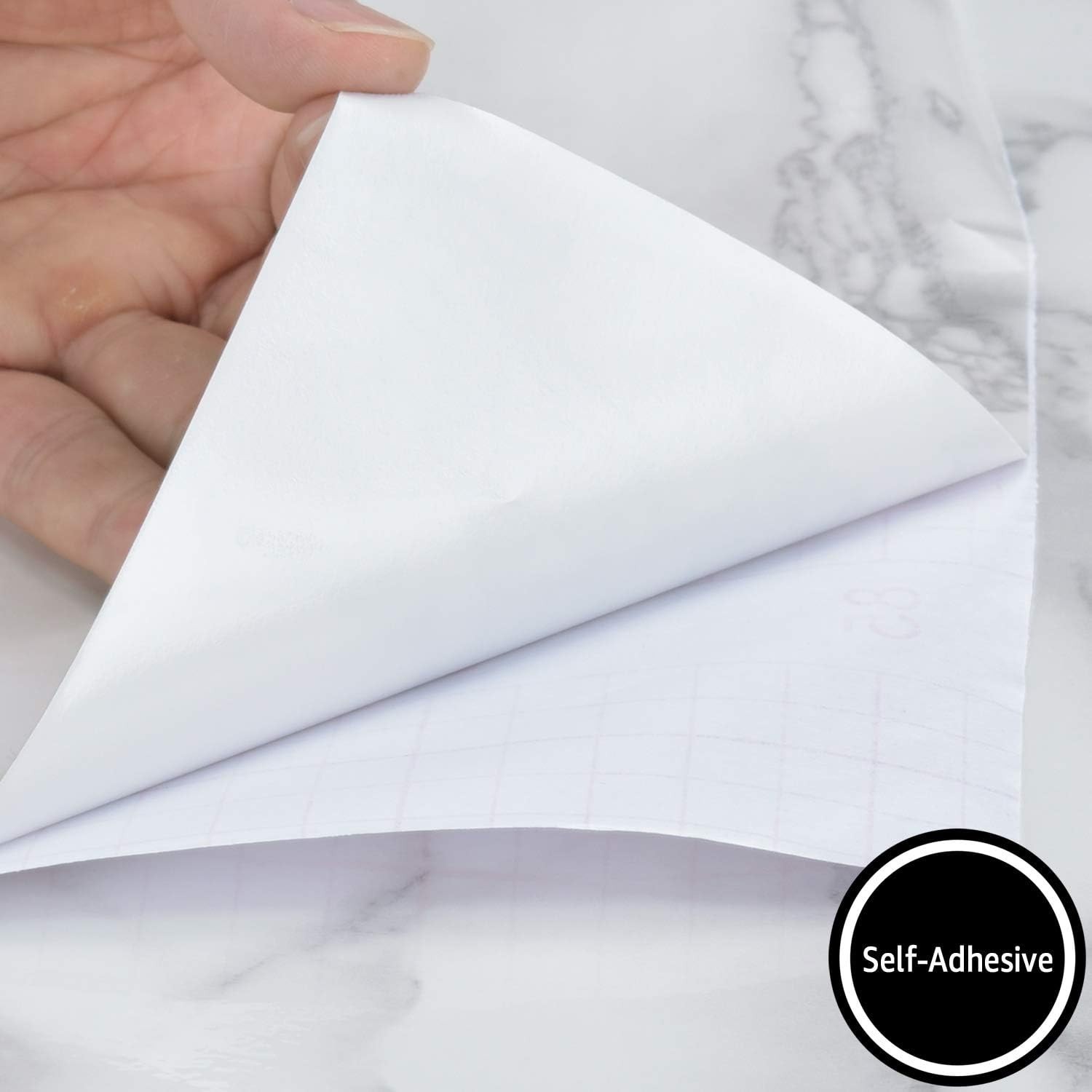 Self-Adhesive Gray Marble Wallpaper Roll 15.8" x 120" for Easy Installation