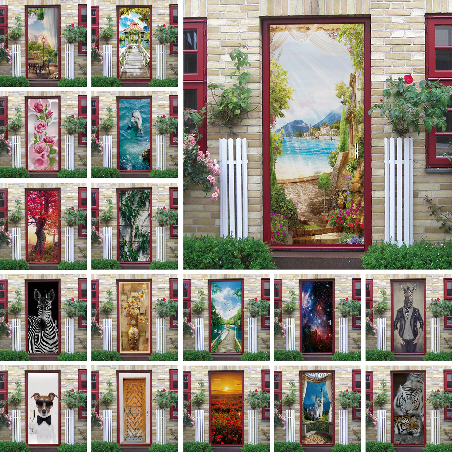 Wall, Door STICKER – Landscape Animals 3D Self-adhesive Murals Decals Cover